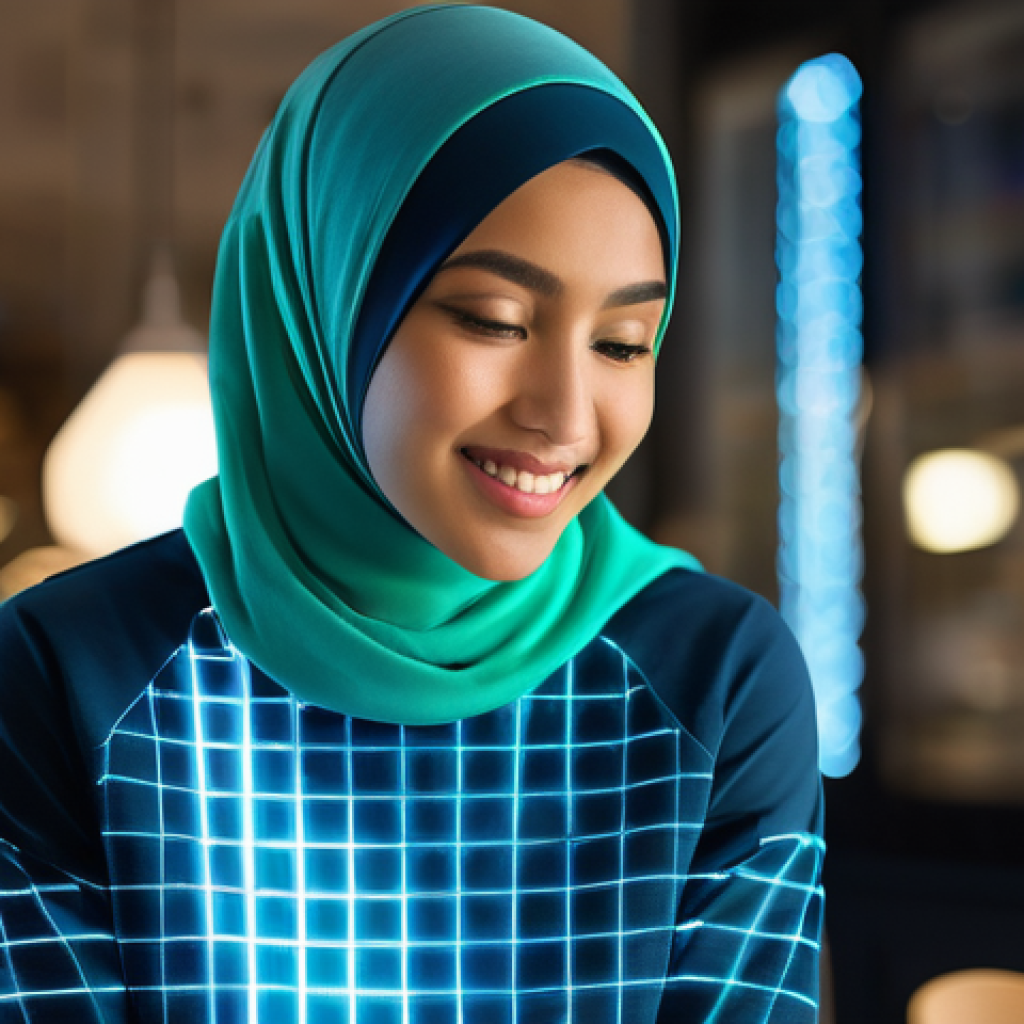 스마트 의류의 헬스케어 역할 - **Seamless Integration of Smart Fabric Technology:**
    A medium shot of a diverse young adult (e.g...