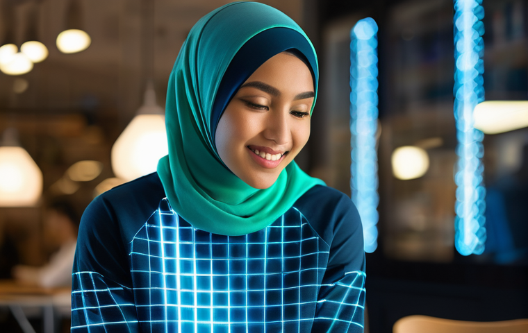 스마트 의류의 헬스케어 역할 - **Seamless Integration of Smart Fabric Technology:**
    A medium shot of a diverse young adult (e.g...