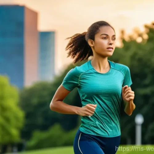 스마트 의류와 헬스케어의 접목 - **Prompt for Smart Sports Shirt & Socks:**
    A highly detailed, cinematic image of a fit young wom...