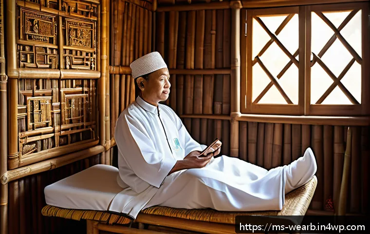 웨어러블 기기와 기존 헬스케어 시스템의 통합 - A modern Malaysian traditional healer in a cozy wooden treatment room, wearing modest traditional Ma...